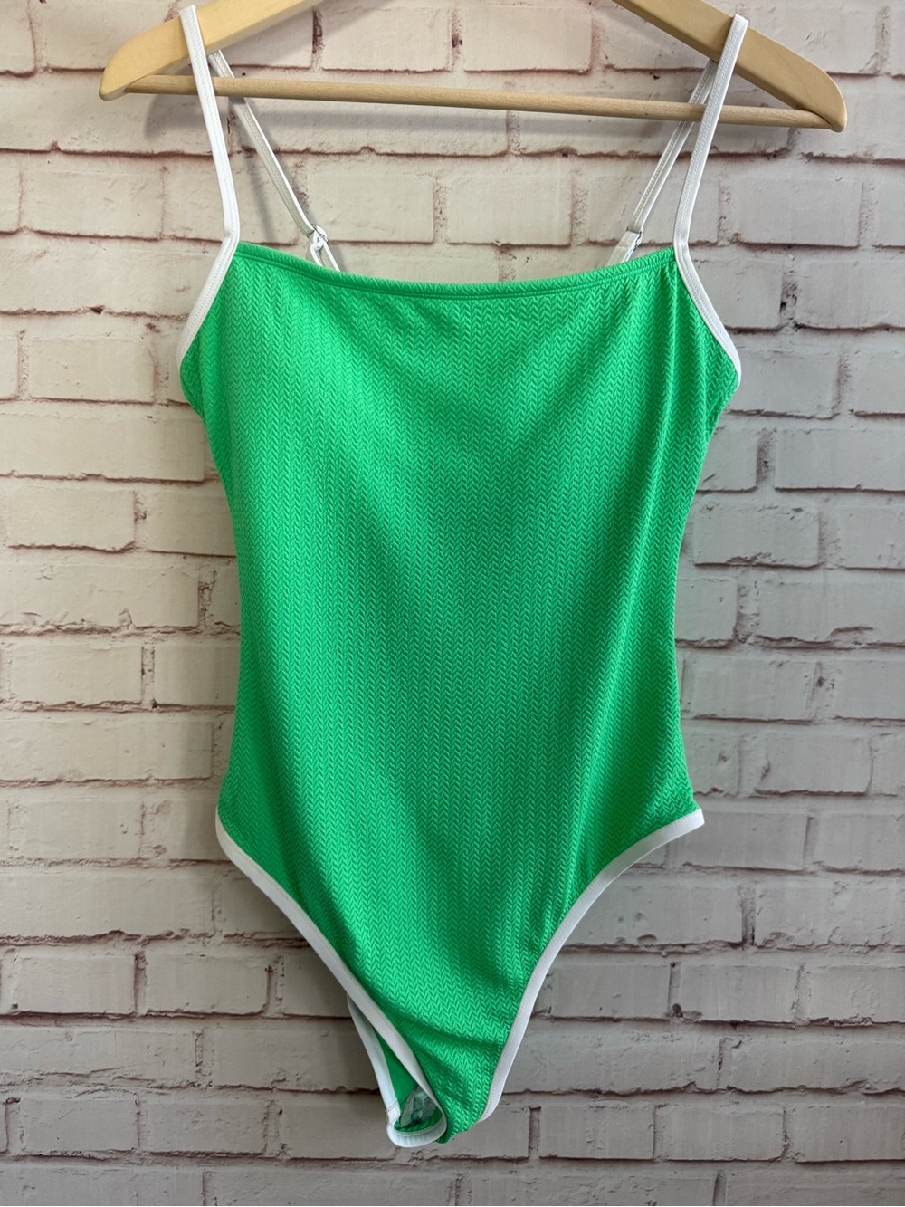 wild fable Bright Green One-Piece with‎ White Trim